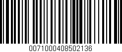 Código de barras (EAN, GTIN, SKU, ISBN): '0071000408502136'