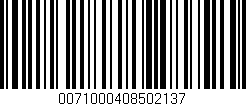 Código de barras (EAN, GTIN, SKU, ISBN): '0071000408502137'