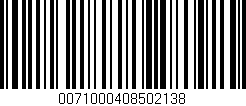 Código de barras (EAN, GTIN, SKU, ISBN): '0071000408502138'