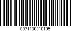 Código de barras (EAN, GTIN, SKU, ISBN): '0071160010185'