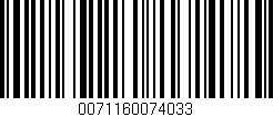 Código de barras (EAN, GTIN, SKU, ISBN): '0071160074033'