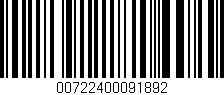 Código de barras (EAN, GTIN, SKU, ISBN): '00722400091892'