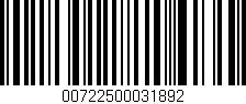 Código de barras (EAN, GTIN, SKU, ISBN): '00722500031892'