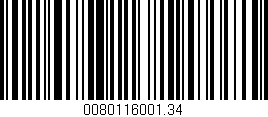 Código de barras (EAN, GTIN, SKU, ISBN): '0080116001.34'