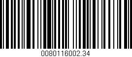 Código de barras (EAN, GTIN, SKU, ISBN): '0080116002.34'
