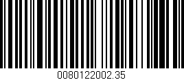 Código de barras (EAN, GTIN, SKU, ISBN): '0080122002.35'