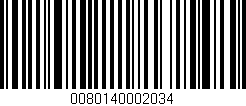 Código de barras (EAN, GTIN, SKU, ISBN): '0080140002034'