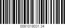 Código de barras (EAN, GTIN, SKU, ISBN): '0081018031.34'