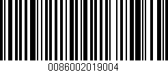 Código de barras (EAN, GTIN, SKU, ISBN): '0086002019004'