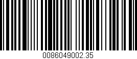 Código de barras (EAN, GTIN, SKU, ISBN): '0086049002.35'