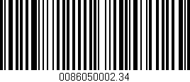 Código de barras (EAN, GTIN, SKU, ISBN): '0086050002.34'