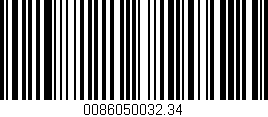 Código de barras (EAN, GTIN, SKU, ISBN): '0086050032.34'