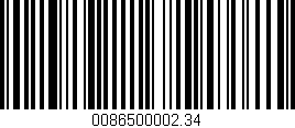 Código de barras (EAN, GTIN, SKU, ISBN): '0086500002.34'