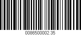 Código de barras (EAN, GTIN, SKU, ISBN): '0086500002.35'