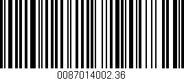 Código de barras (EAN, GTIN, SKU, ISBN): '0087014002.36'