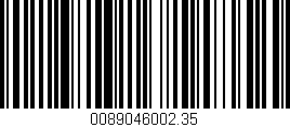 Código de barras (EAN, GTIN, SKU, ISBN): '0089046002.35'