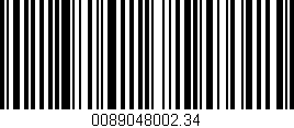 Código de barras (EAN, GTIN, SKU, ISBN): '0089048002.34'