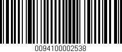 Código de barras (EAN, GTIN, SKU, ISBN): '0094100002538'