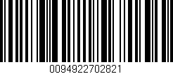 Código de barras (EAN, GTIN, SKU, ISBN): '0094922702821'