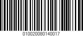Código de barras (EAN, GTIN, SKU, ISBN): '010020080140017'