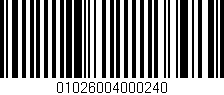 Código de barras (EAN, GTIN, SKU, ISBN): '01026004000240'