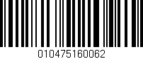 Código de barras (EAN, GTIN, SKU, ISBN): '010475160062'