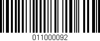 Código de barras (EAN, GTIN, SKU, ISBN): '011000092'