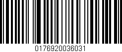 Código de barras (EAN, GTIN, SKU, ISBN): '0176920036031'