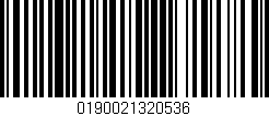 Código de barras (EAN, GTIN, SKU, ISBN): '0190021320536'
