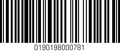 Código de barras (EAN, GTIN, SKU, ISBN): '0190198000781'
