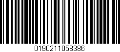 Código de barras (EAN, GTIN, SKU, ISBN): '0190211058386'