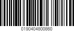 Código de barras (EAN, GTIN, SKU, ISBN): '0190404800860'
