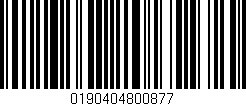 Código de barras (EAN, GTIN, SKU, ISBN): '0190404800877'