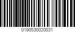 Código de barras (EAN, GTIN, SKU, ISBN): '0190530020031'