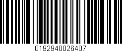 Código de barras (EAN, GTIN, SKU, ISBN): '0192940026407'