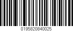Código de barras (EAN, GTIN, SKU, ISBN): '0195820840025'