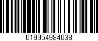 Código de barras (EAN, GTIN, SKU, ISBN): '019954984038'