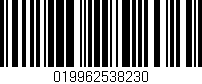 Código de barras (EAN, GTIN, SKU, ISBN): '019962538230'