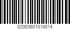 Código de barras (EAN, GTIN, SKU, ISBN): '02003601010014'