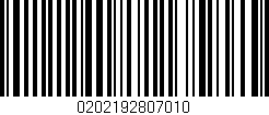 Código de barras (EAN, GTIN, SKU, ISBN): '0202192807010'