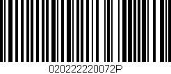 Código de barras (EAN, GTIN, SKU, ISBN): '020222220072P'