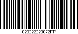 Código de barras (EAN, GTIN, SKU, ISBN): '020222220072PP'