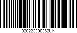 Código de barras (EAN, GTIN, SKU, ISBN): '020223300362UN'