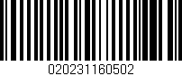 Código de barras (EAN, GTIN, SKU, ISBN): '020231160502'