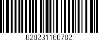 Código de barras (EAN, GTIN, SKU, ISBN): '020231160702'