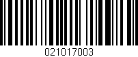 Código de barras (EAN, GTIN, SKU, ISBN): '021017003'