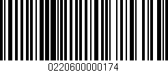Código de barras (EAN, GTIN, SKU, ISBN): '0220600000174'