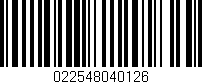 Código de barras (EAN, GTIN, SKU, ISBN): '022548040126'