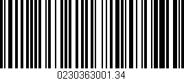 Código de barras (EAN, GTIN, SKU, ISBN): '0230363001.34'