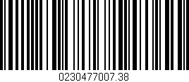 Código de barras (EAN, GTIN, SKU, ISBN): '0230477007.38'